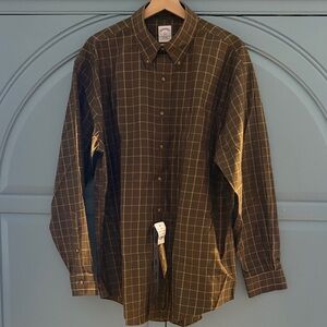 Brooks Brothers Olive Checkered Button Down Shirt